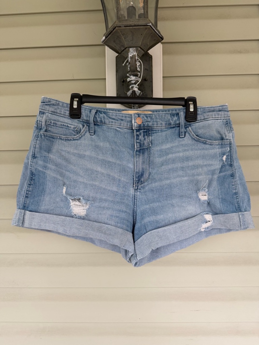 Hollister Boyfriend Short High Rise Stretch Denim Cuffed Short W 34x3-measured